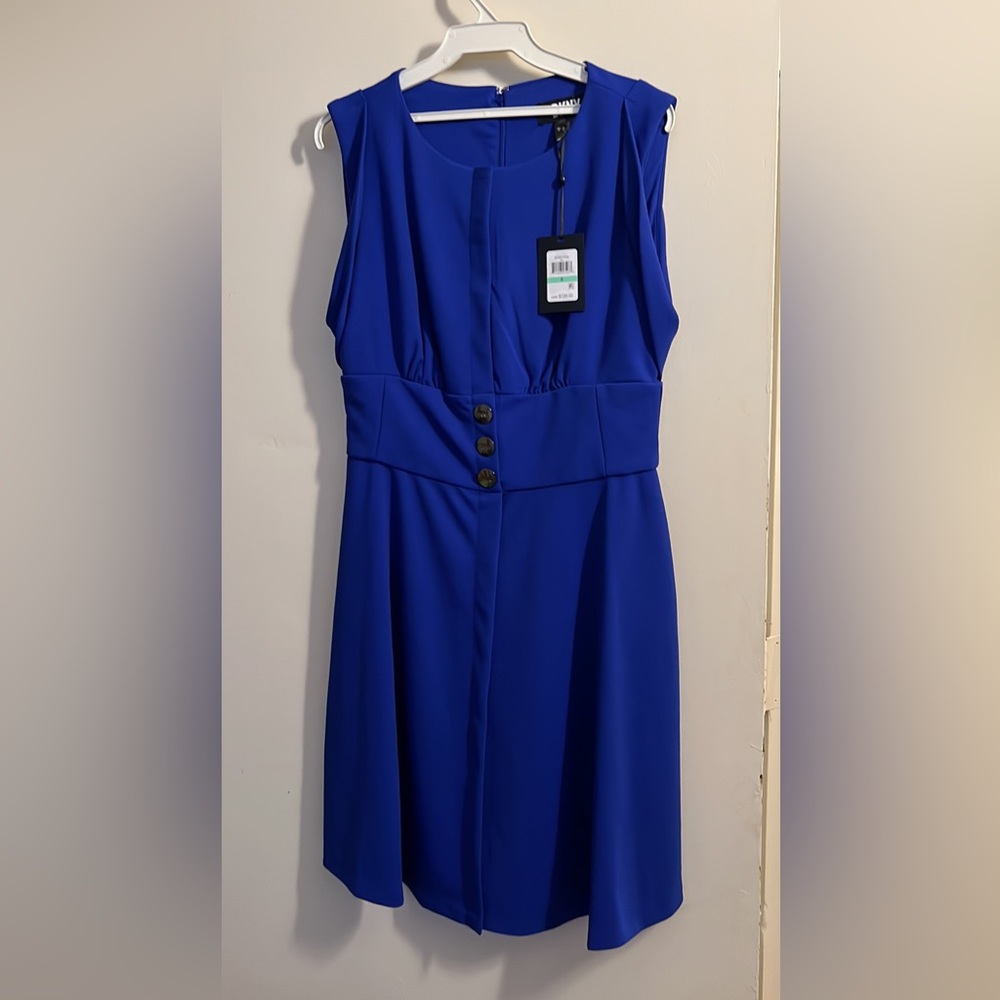 DKNY Royal Blue Sleeveless Midi Dress